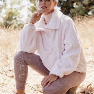 Free People Big Sky High Neck Nubby Fur Pullover